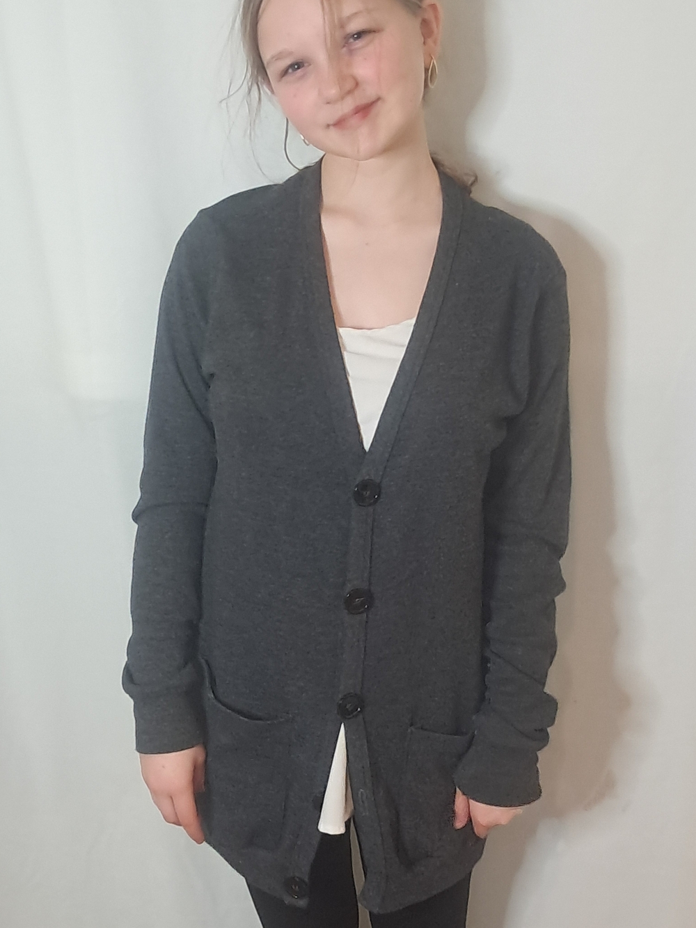 American Apparel Dark Gray Button-Front Cardigan